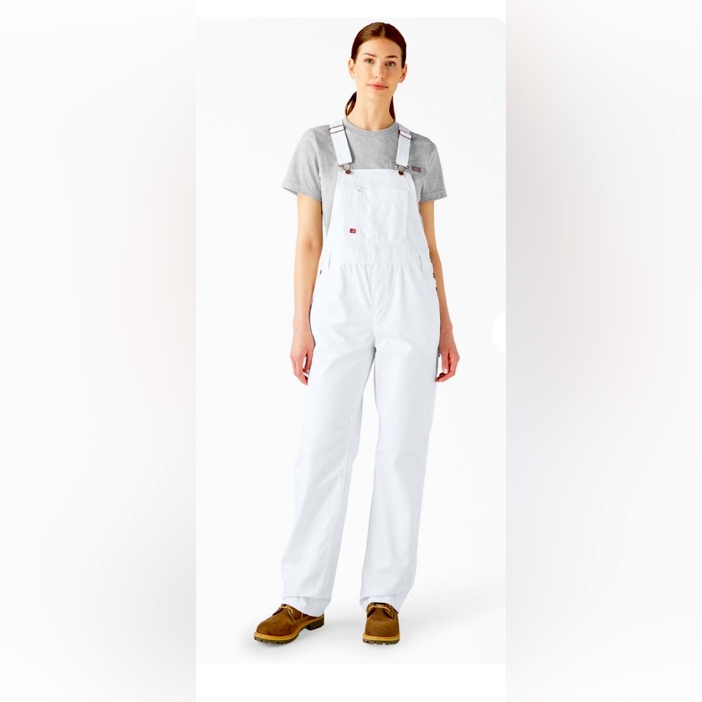 NWT White Dickies Bib Overalls Size 30